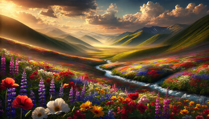 希望に満ちた春の小川と草花のハーモニー。
癒しと安らぎを届ける春の風景。
解放感を表現した空と大地。
色彩が織りなす幸福のパノラマ。
喜びと希望を描いた色鮮やかな風景。
Generated by AI.
