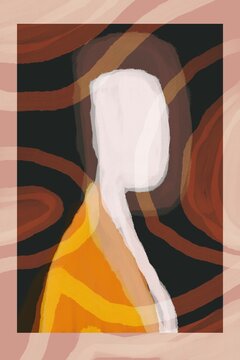 Abstract portrait of a faceless figure in earthy tones