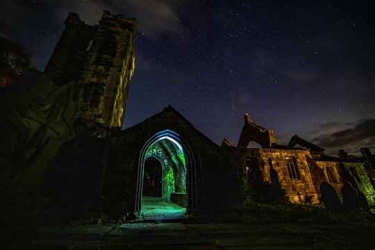 Timelapse of Stars Over St Thomas a Becket Heptonstall Old Derelict Church