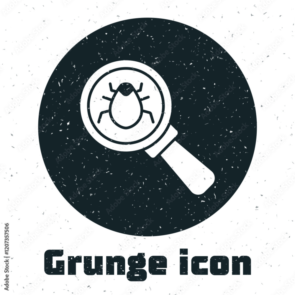 Poster grunge system bug concept icon isolated on white background. code bug concept. bug in the system. bu