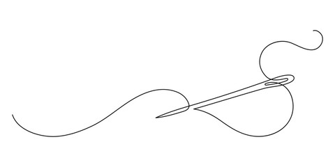 Obraz premium Needle and thread. Continuous line drawing.