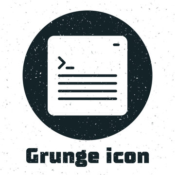Grunge Software, web developer programming code icon isolated on white background. Javascript computer script random parts of program code. Monochrome vintage drawing. Vector