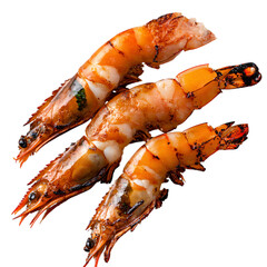 Grilled shrimp isolated on transparent background