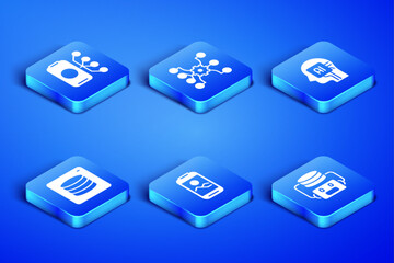 Set Artificial intelligence robot, Neural network, Mobile phone, Server, Data, and Humanoid icon. Vector