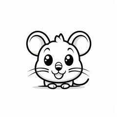 Cute Mouse Vector Logo Design Featuring a Playful Mouse Outline