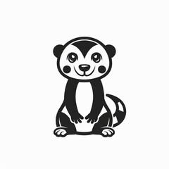 Cute Mongoose Logo Design in Black and White Outline Style