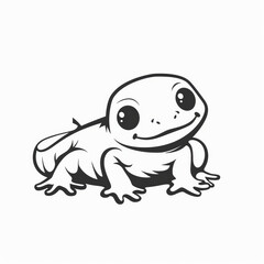 Obraz premium Cute Newt Vector Logo in Black and White Outline Design