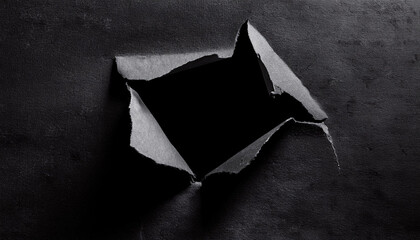 Torn Black Paper Reveals White Background, Abstract Texture