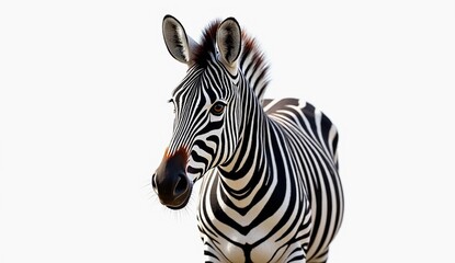 Photo of zebra Isolated on white background. Generate AI