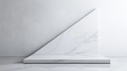 Obraz premium Minimalist white corner space with clean geometric lines, perfect for product display or modern design concepts