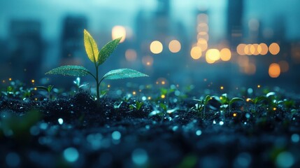 Fototapeta premium Sustainable business practices implementation on a corporate office focusing on eco-friendly strategies and corporate responsibility : Green Strategy Concept