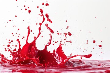A dynamic and striking scene of a red liquid possibly a gel or a thick sauce splashing and cascading in a dramatic and intense manner