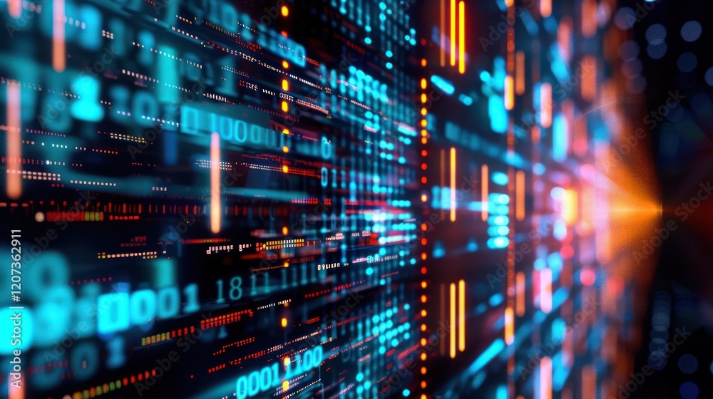 Wall mural binary code abstract background