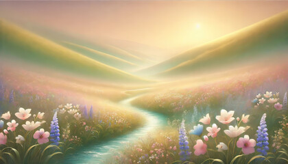 希望に満ちた春の小川と草花のハーモニー。
癒しと安らぎを届ける春の風景。
解放感を表現した空と大地。
色彩が織りなす幸福のパノラマ。
喜びと希望を描いた色鮮やかな風景。
Generated by AI.
