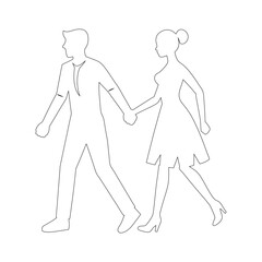 Elegant Couple Dancing Illustration with Woman in Flowing Dress - Romantic Artwork