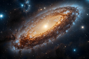 Fototapeta premium Majestic Spiral Galaxy in Deep Space, Cosmic Wonders of the Universe