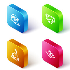 Set Isometric line Flippers for swimming, Diving mask, Wetsuit scuba diving and icon. Vector