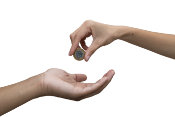 hand holding coin