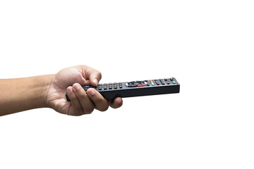 hand holding a remote control