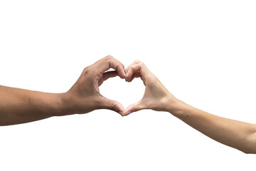 two hands making heart - Hands forming a heart, symbolizing love and care. Isolated on white...