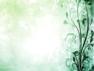 Abstract Green Floral Design on Soft Background