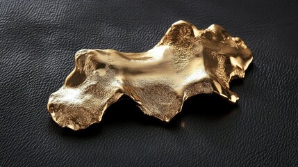 A detailed macro shot of a shiny gold nugget with rugged edges, resting on a smooth black surface, representing the concept of financial success.