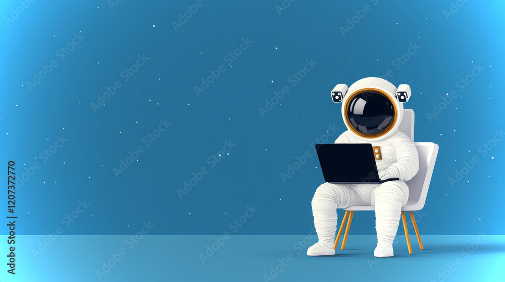 Poster astronaut conducts ssl certificate verification in outer space setting with high-tech equipment
