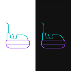 Line Bumper car icon isolated on white and black background. Amusement park. Childrens entertainment playground, recreation park. Colorful outline concept. Vector