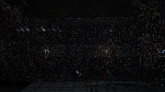 Large assembly of people during the protests