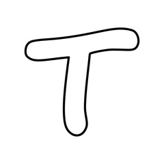 T line icon with white background vector stock illustration