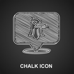 Chalk Eagle icon isolated on black background. American Presidential symbol. Vector