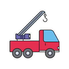 crane truck lineal color line icon with white background vector stock illustration
