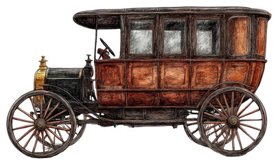 Fototapeta premium PNG Wooden carriage vehicles transportation illustration vintage.