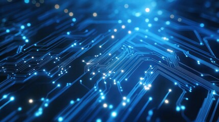 Circuit Board with Glowing Lights