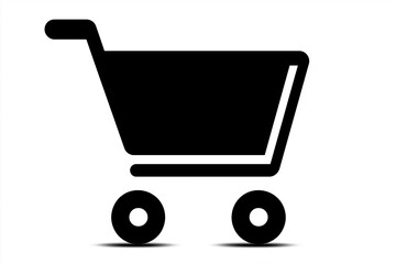 Black Shopping Cart Icon with Shadow