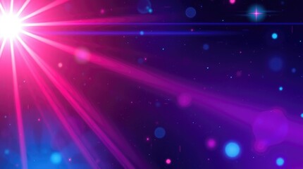 Fototapeta premium A vibrant digital background in futuristic sci-fi style, featuring bright lens flares, light streaks, and space elements. The aesthetic is one of advanced technology
