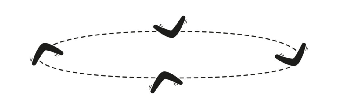 Boomerang Flying in Circle Vector Illustration