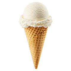 Realistic Waffle Cone with Ice Cream Scoop, Isolated