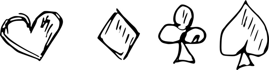 Card suits. Casino. Gambling, entertainment. White background, free space, vector illustration new