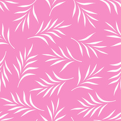 Seamless pink vector pattern with palm leaves. Tropical ornament for wallpaper or textile.
