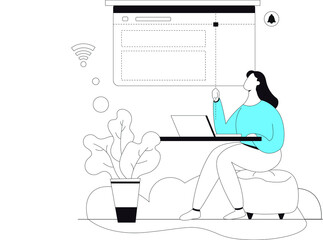 Women work online Illustration 
