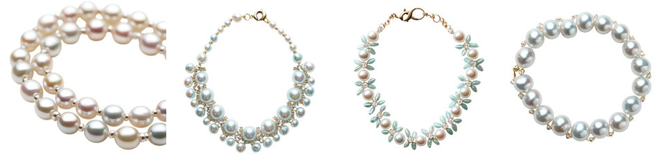 Obraz premium Exquisite collection of dazzling necklaces bracelets and jewelry pieces in various styles featuring pearls diamonds gems and crystals for a glamorous and luxurious look