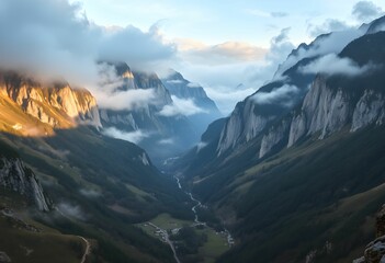 Obraz premium Majestic Mountain Valley at Sunrise