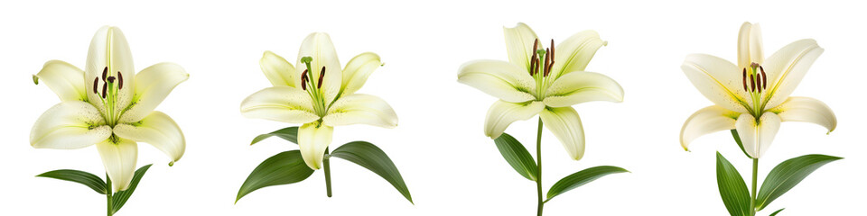 Obraz premium Elegant and Serene White Lily Flowers Blooming in a Peaceful Nature Garden Setting with Vibrant Green Leaves The Delicate Petals and Soft Floral Aesthetic Create a Sense of Purity and Tranquility