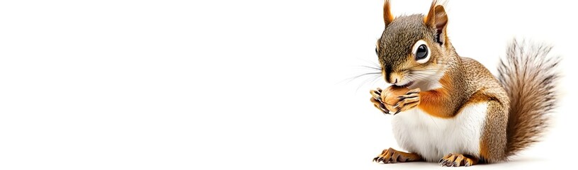 A cute squirrel holding food, showcasing its playful and curious nature.