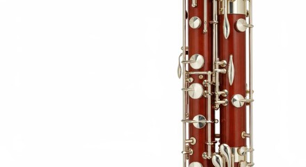 Close-up of bassoon instrument isolated on white background