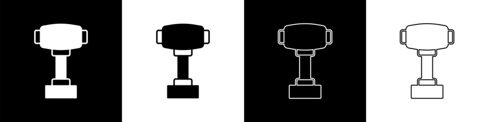 Set Gear shifter icon isolated on black and white background. Manual transmission icon. Vector