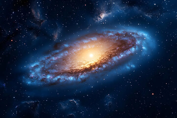 Fototapeta premium Majestic Spiral Galaxy in Deep Space A cosmic swirl of stars, nebulae and light years away