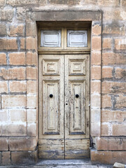 Cream Brown Maltese Wooden Door - A soft cream brown wooden door from Malta, reflecting elegance with its subtle, neutral tones and classic 