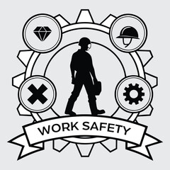 Work Safety icon image silhouette vector art and illustration